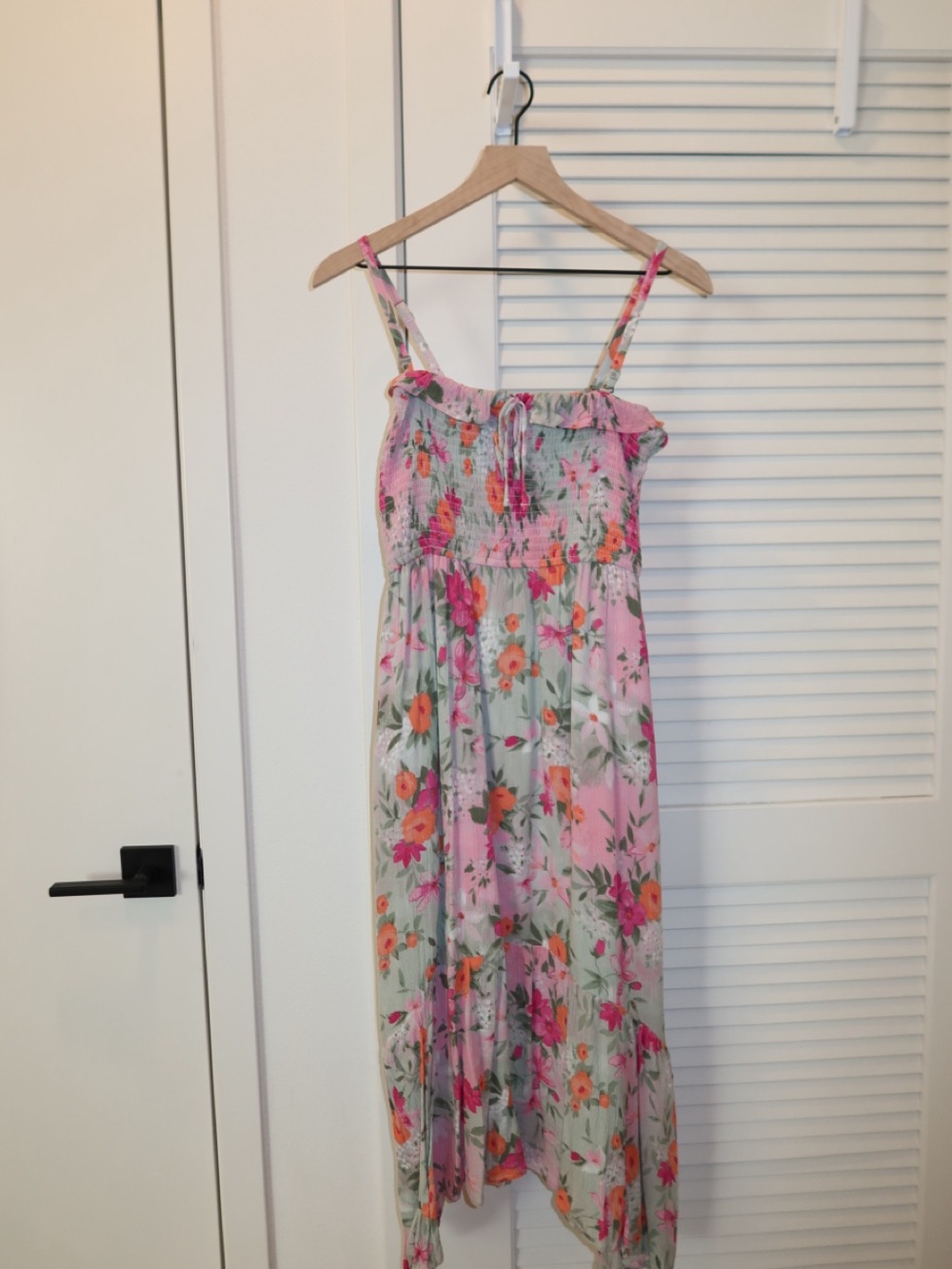 Hollister Pink Floral Smocked Sundress with Drawstring